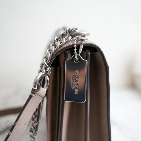 NWT Coach CC840 Klare Crossbody Bag Crocodile-embossed Leather Silver /Stone - Picture 7 of 10